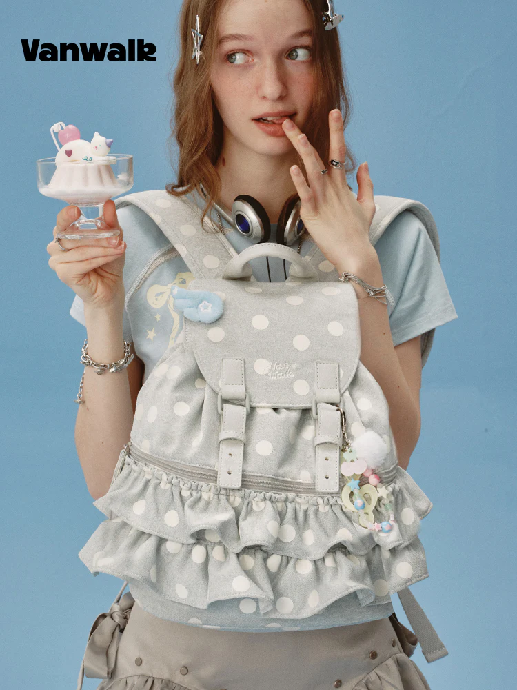 Vanwalk Lace Polka Dot Ballerina Backpack