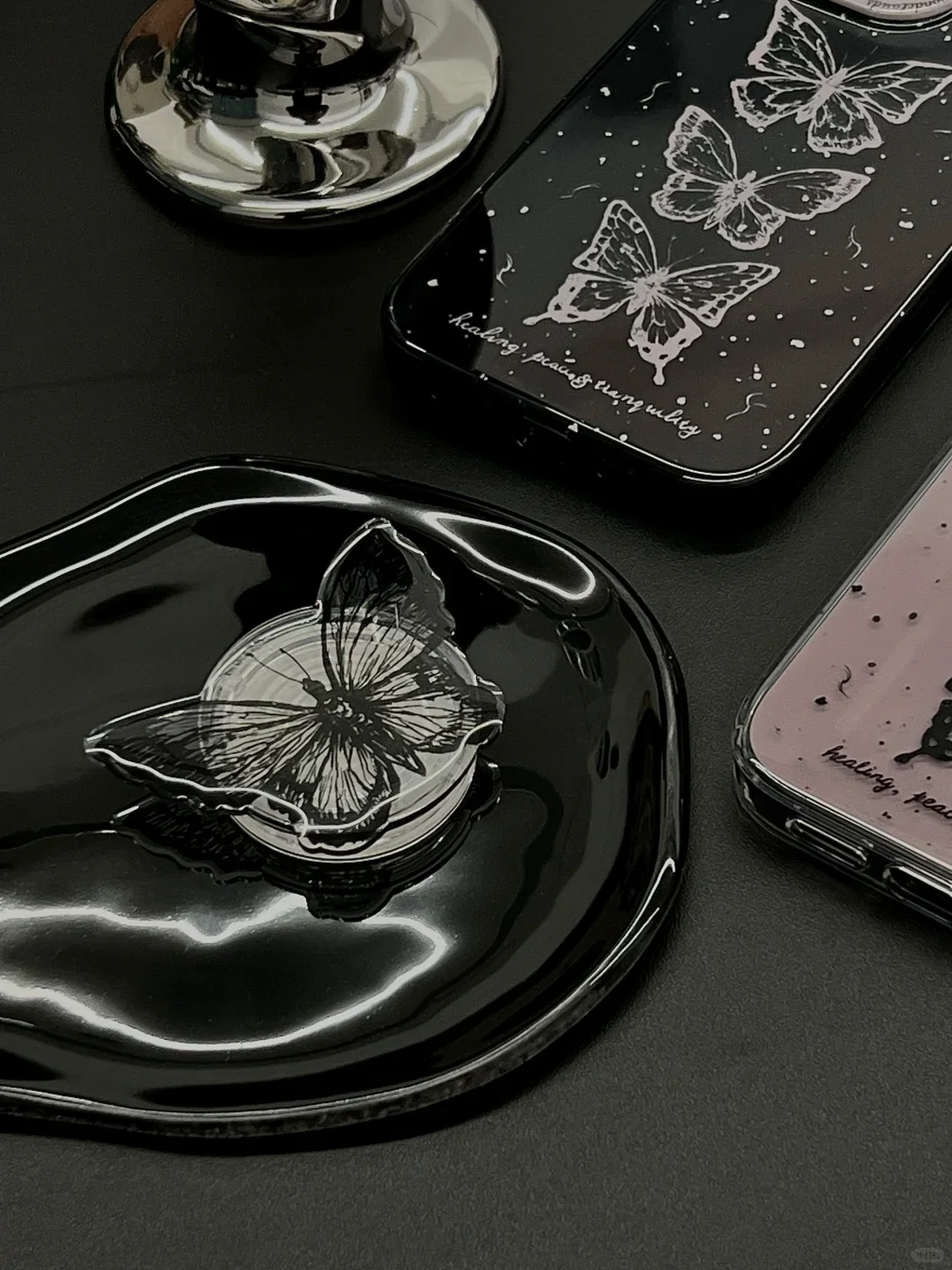 Black Pink Butterflies Printed Phone Case