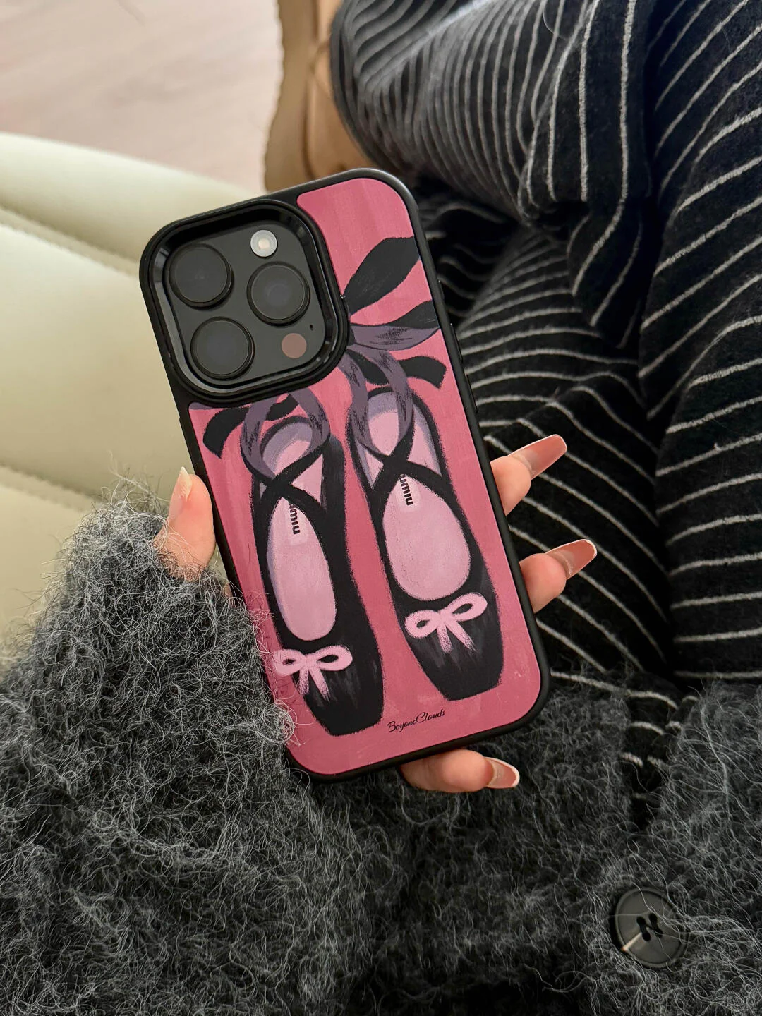 Black Pink Ballet Shoes Printed Phone Case