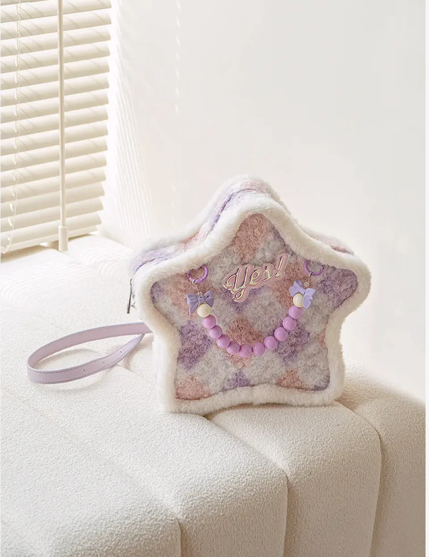 Purple Plush Star Shape Backpack
