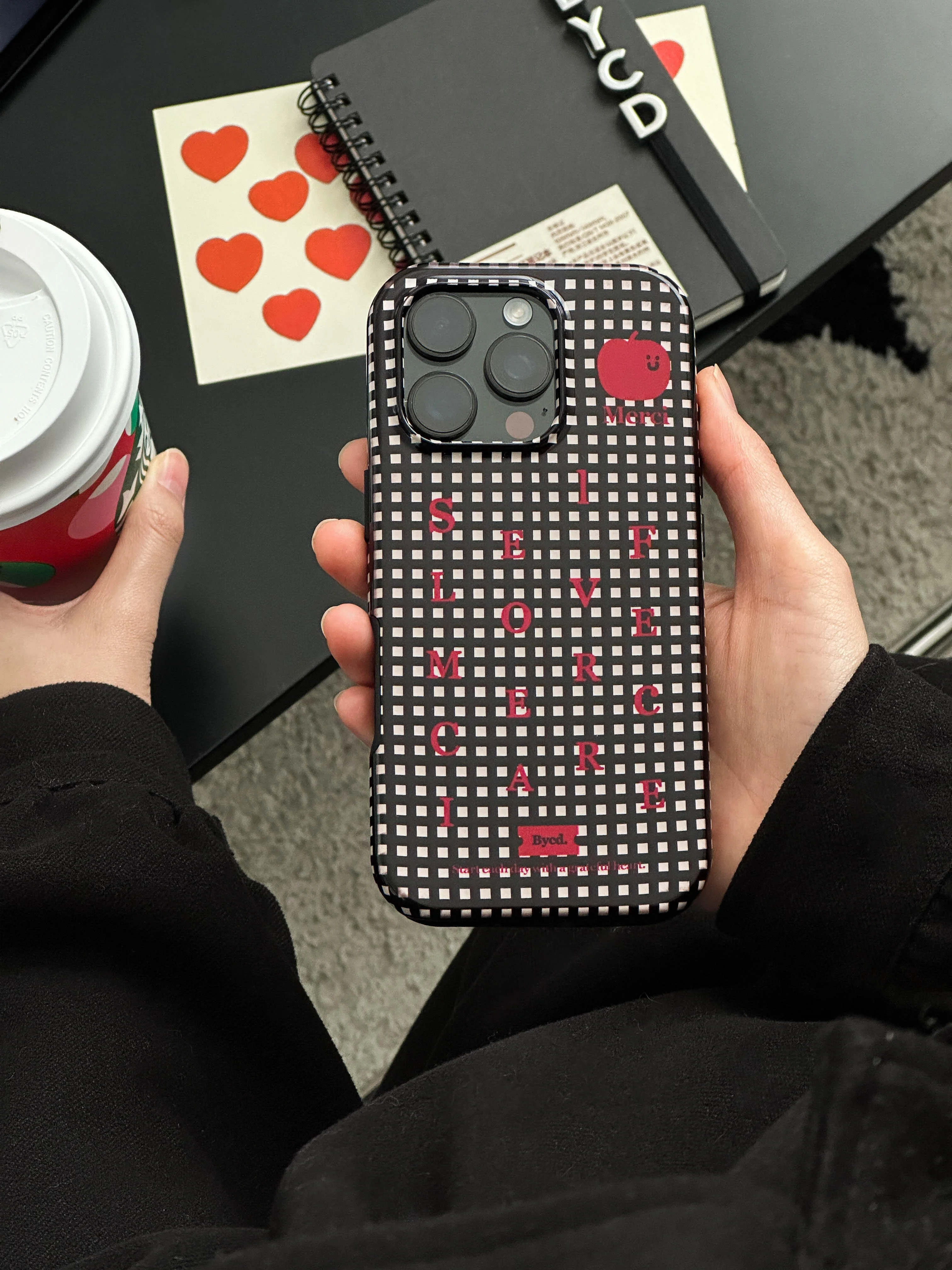 Alphabet Plaid Double Layer Phone Case