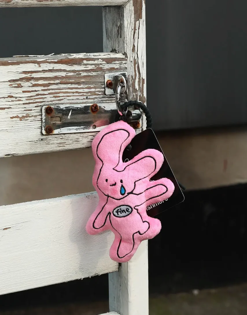 Crying Pink Rabbit Bag Charm