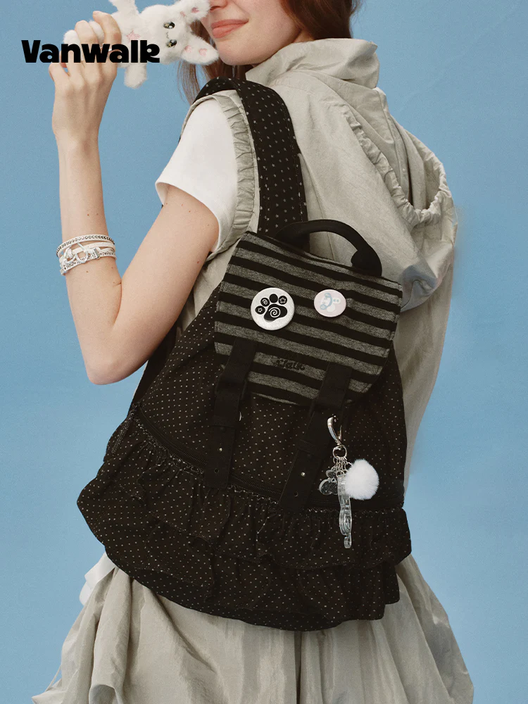 Vanwalk Lace Polka Dot Ballerina Backpack