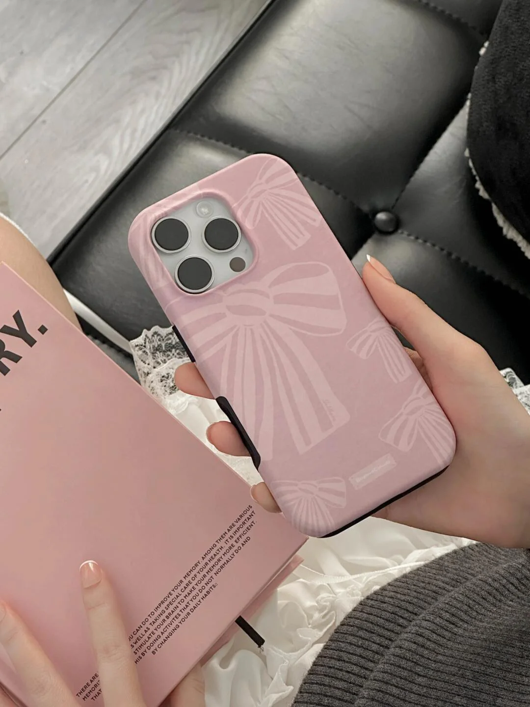 Pink Bow Printed Double Layer Phone Case