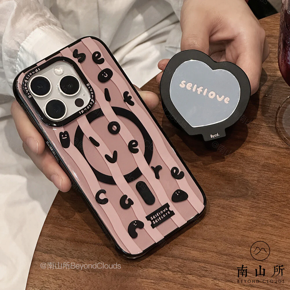 Selflove Pink Black Waves Printed Phone Case