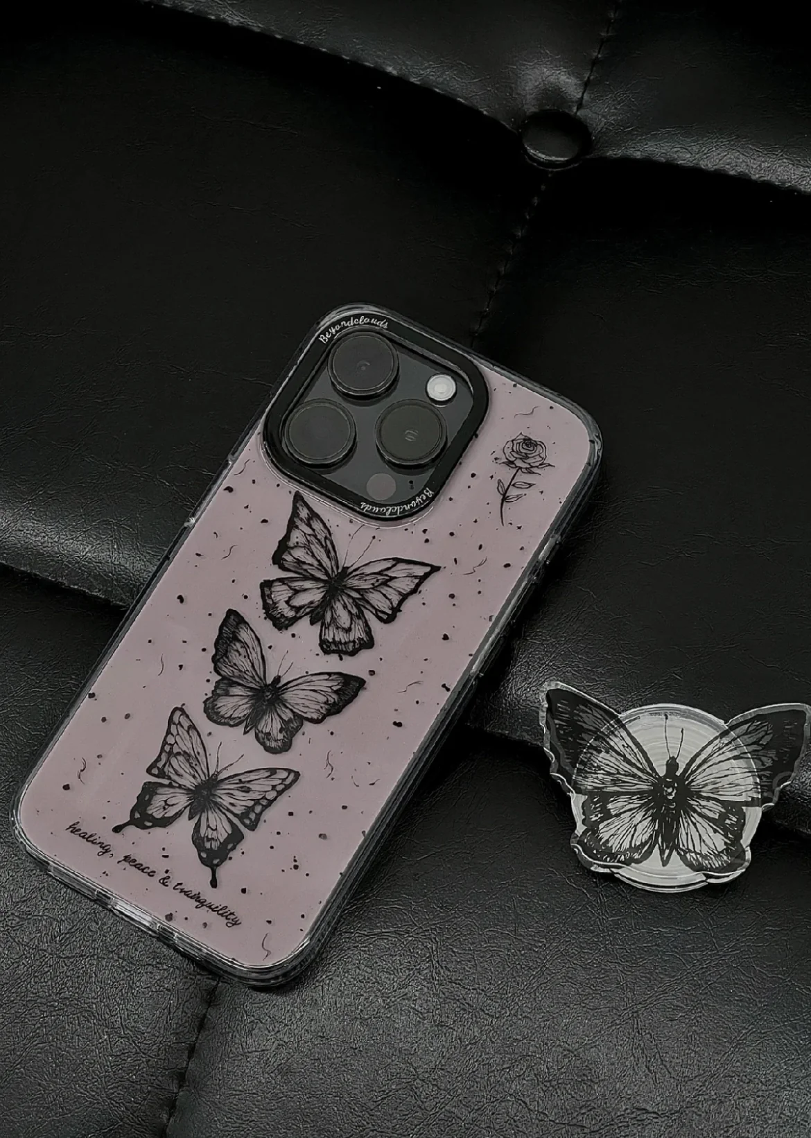 Black Pink Butterflies Printed Phone Case