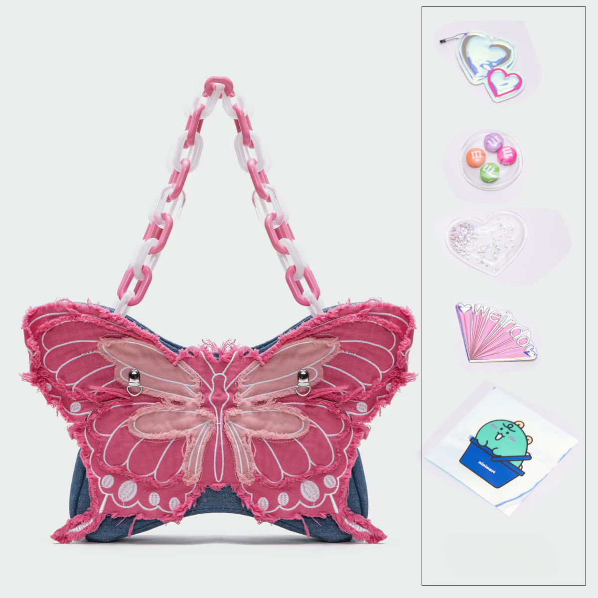 Y2k Butterfly shape denim crossbody bag