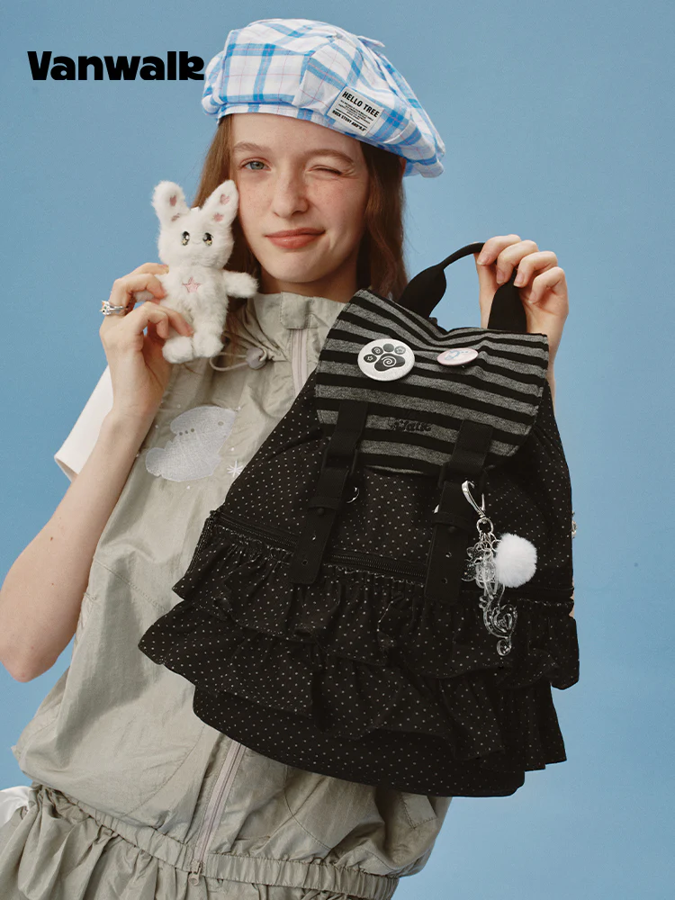 Vanwalk Lace Polka Dot Ballerina Backpack