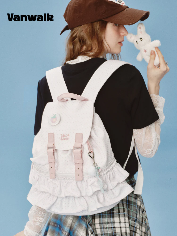 Vanwalk Lace Polka Dot Ballerina Backpack