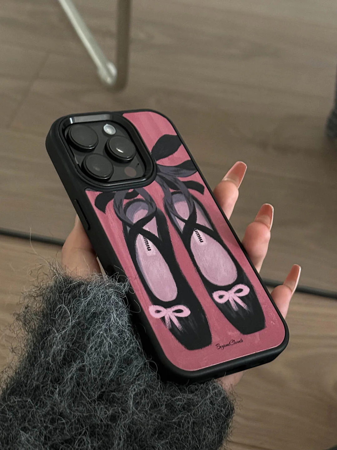 Black Pink Ballet Shoes Printed Phone Case