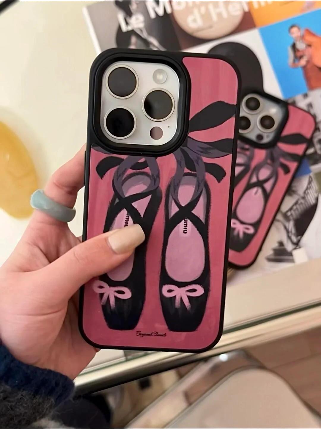 Black Pink Ballet Shoes Printed Phone Case