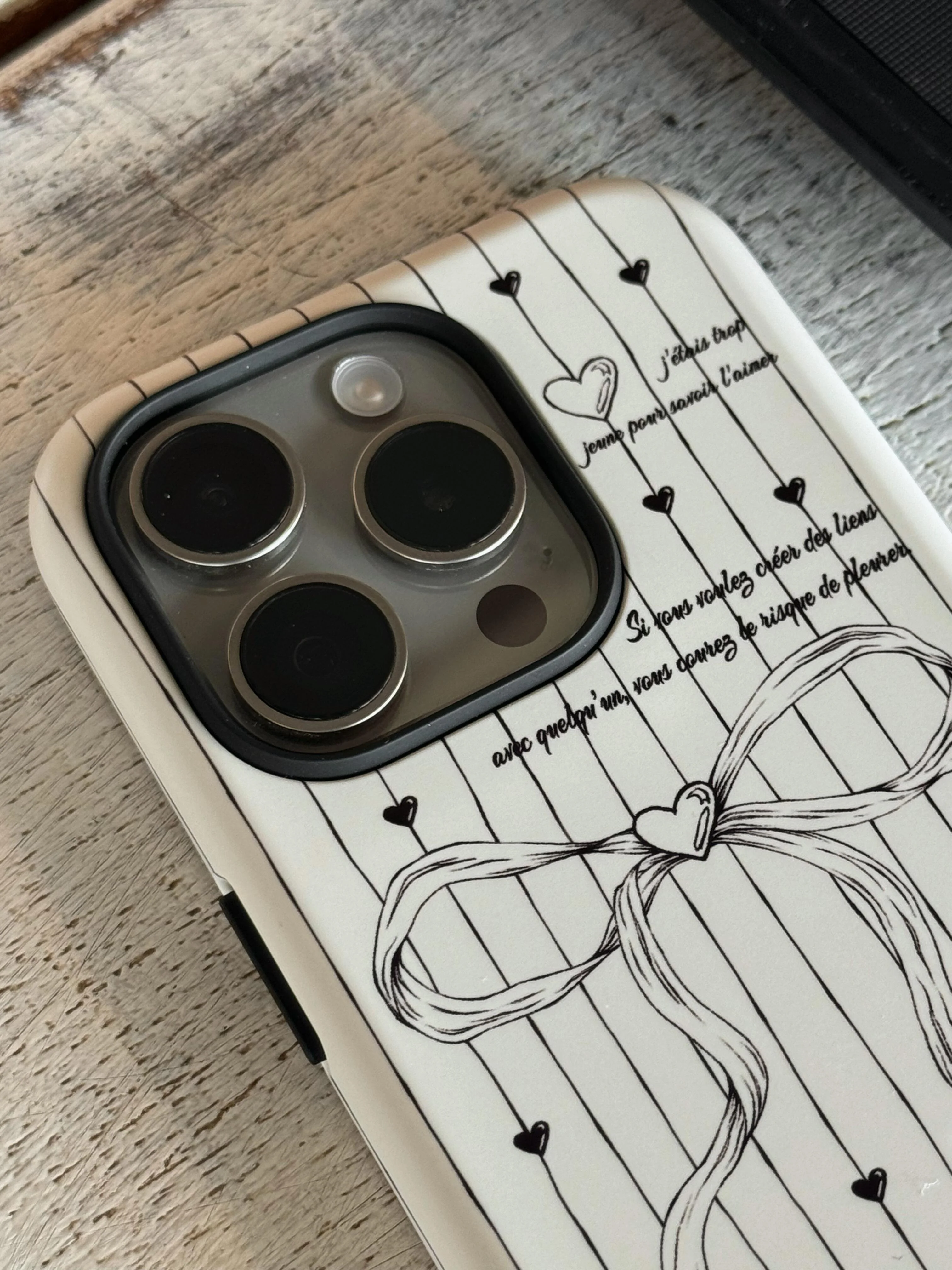 Line Bow Black White Printed Double Layer Phone Case