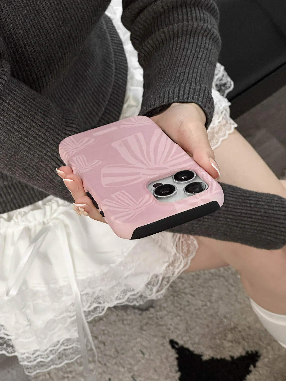 Pink Bow Printed Double Layer Phone Case