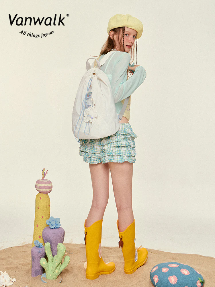 VANWALK Bubble Island Canvas Sling Drawstring Backpack