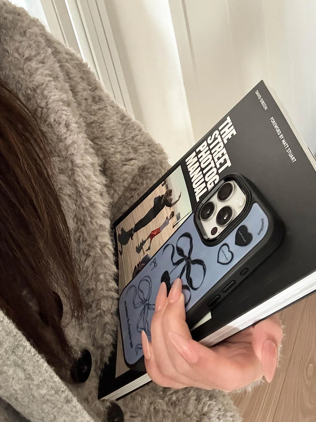 Blue Cherry Bow Printed Phone Case