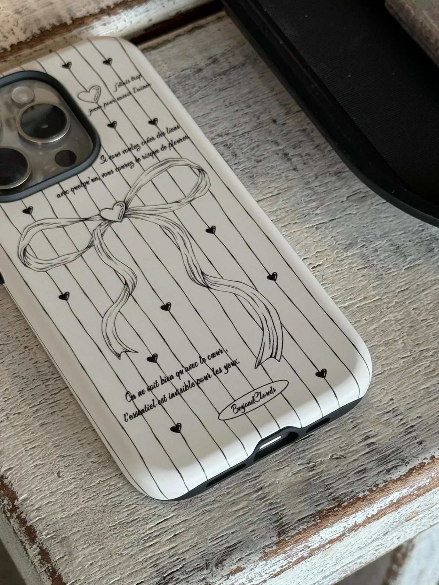 Line Bow Black White Printed Double Layer Phone Case