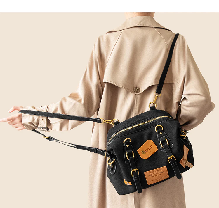 Retro Patch Rivet Shoulder Bag