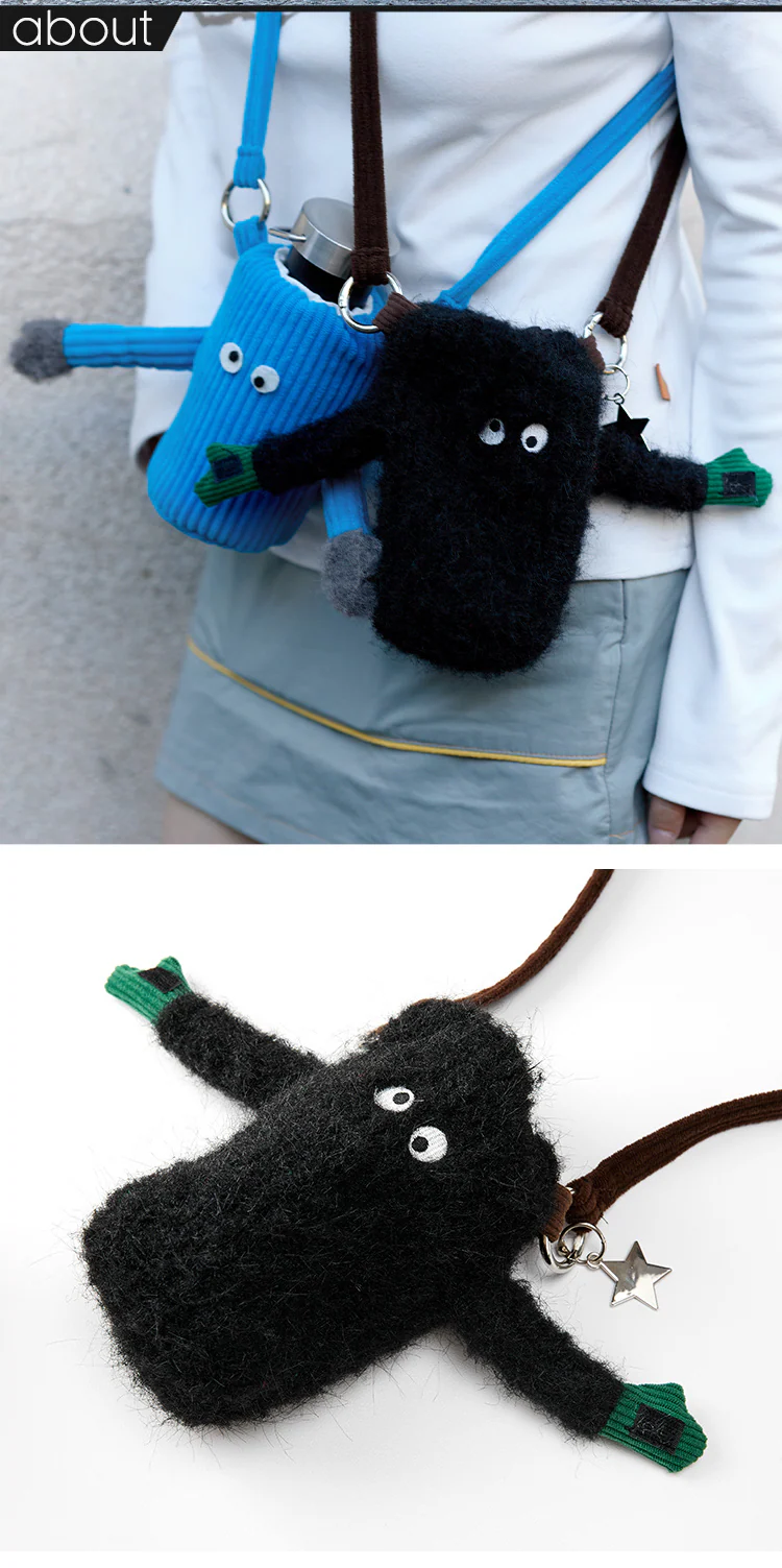 Thermos Cup with Cartoon Plush Monster Crossbody Bag