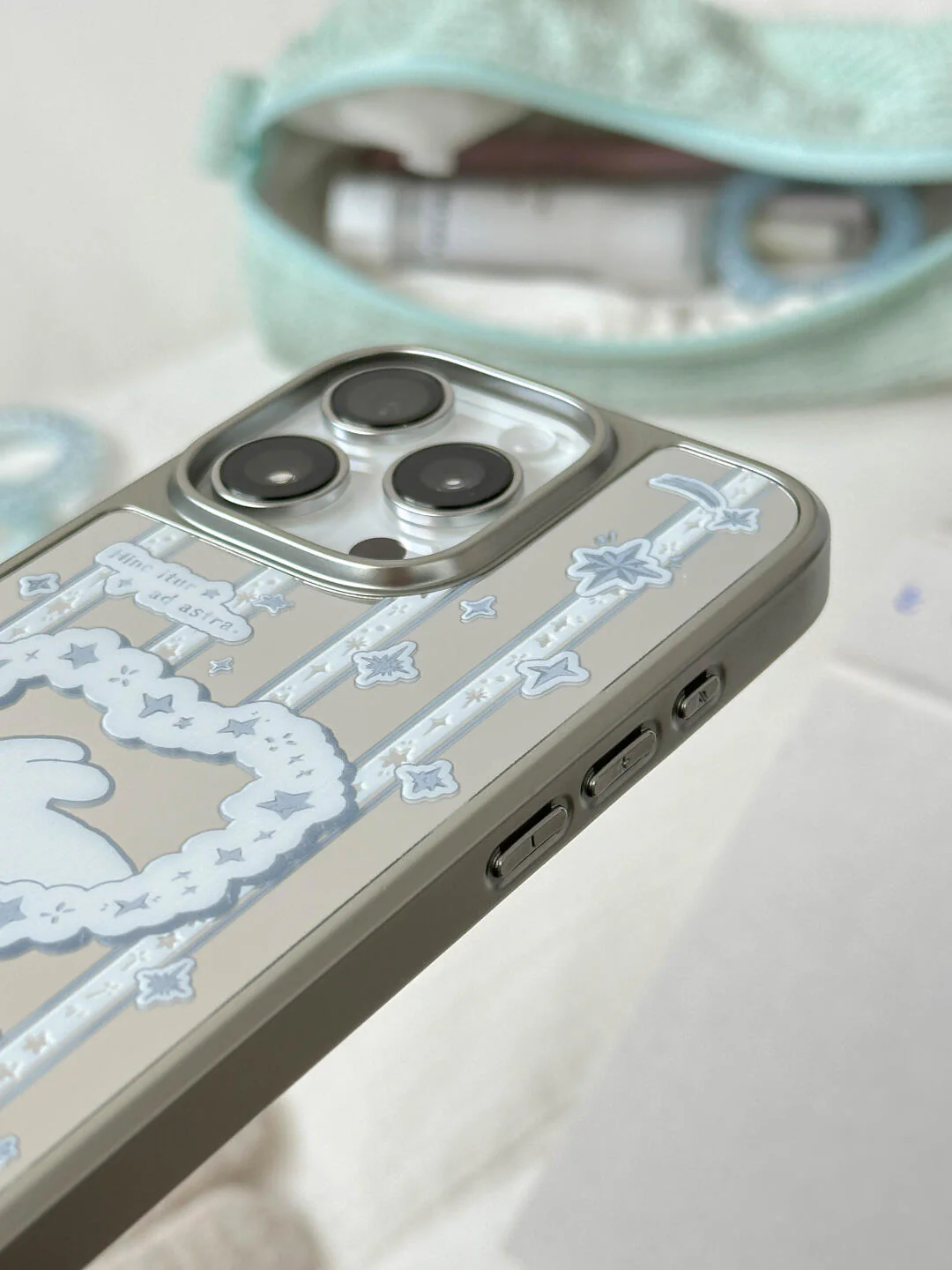 Blue Heart Bunny Printed Phone Case