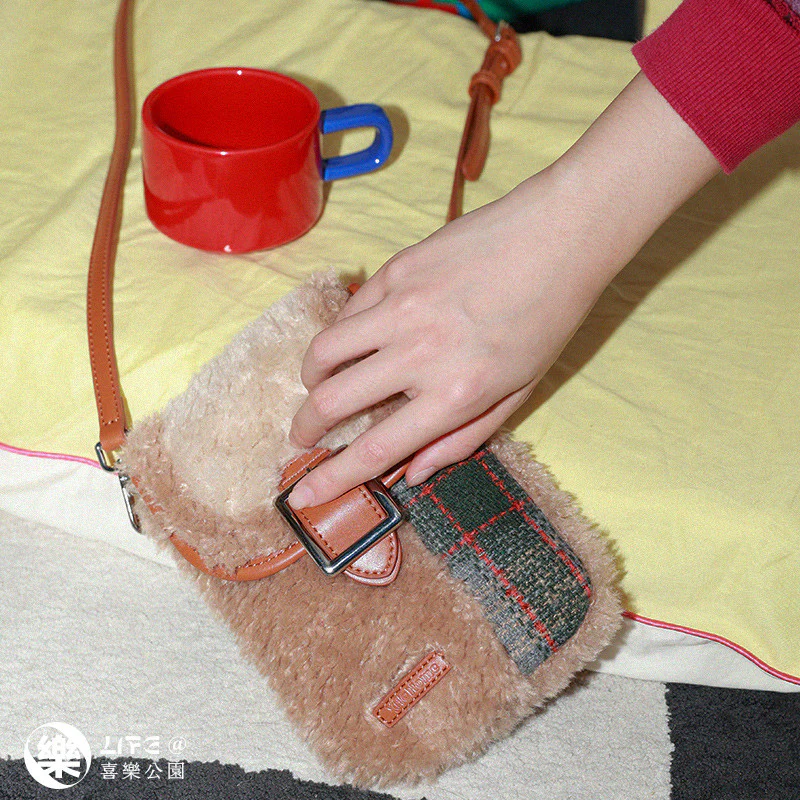 Plush Plaid Crossbody Bag