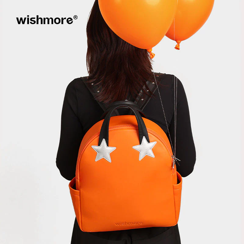 Stars Patch Leather Backpack