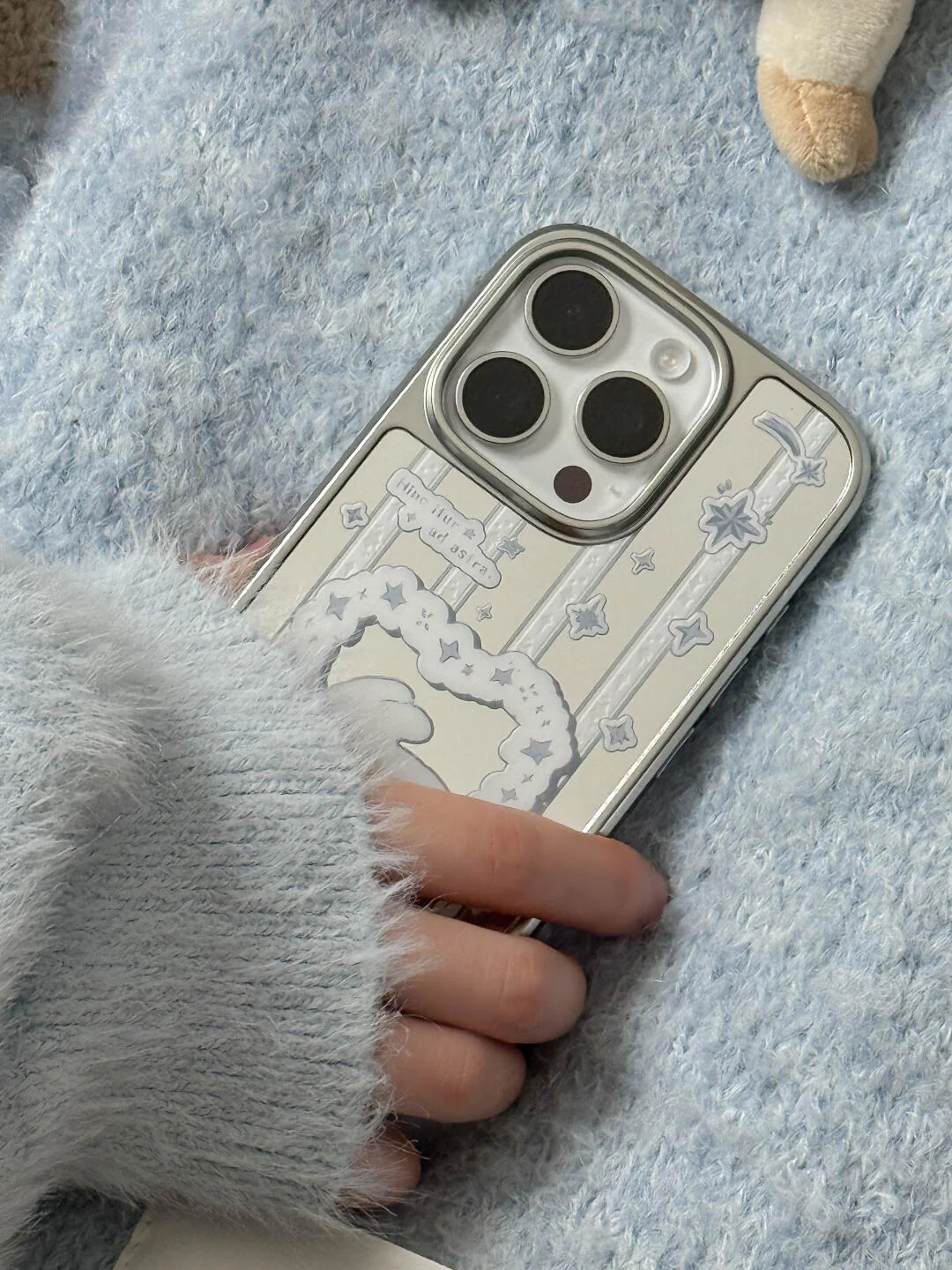 Blue Heart Bunny Printed Phone Case