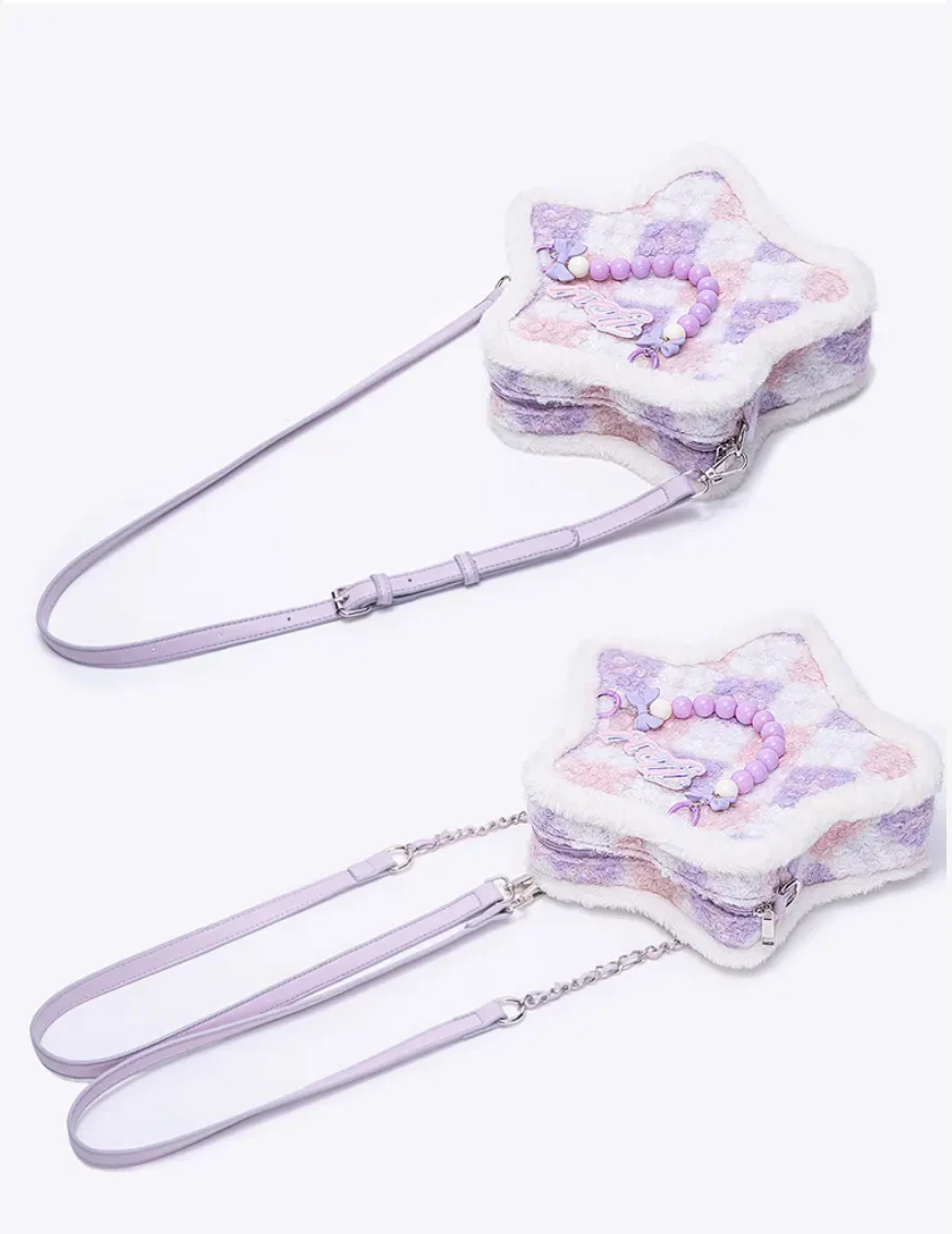 Purple Plush Star Shape Backpack