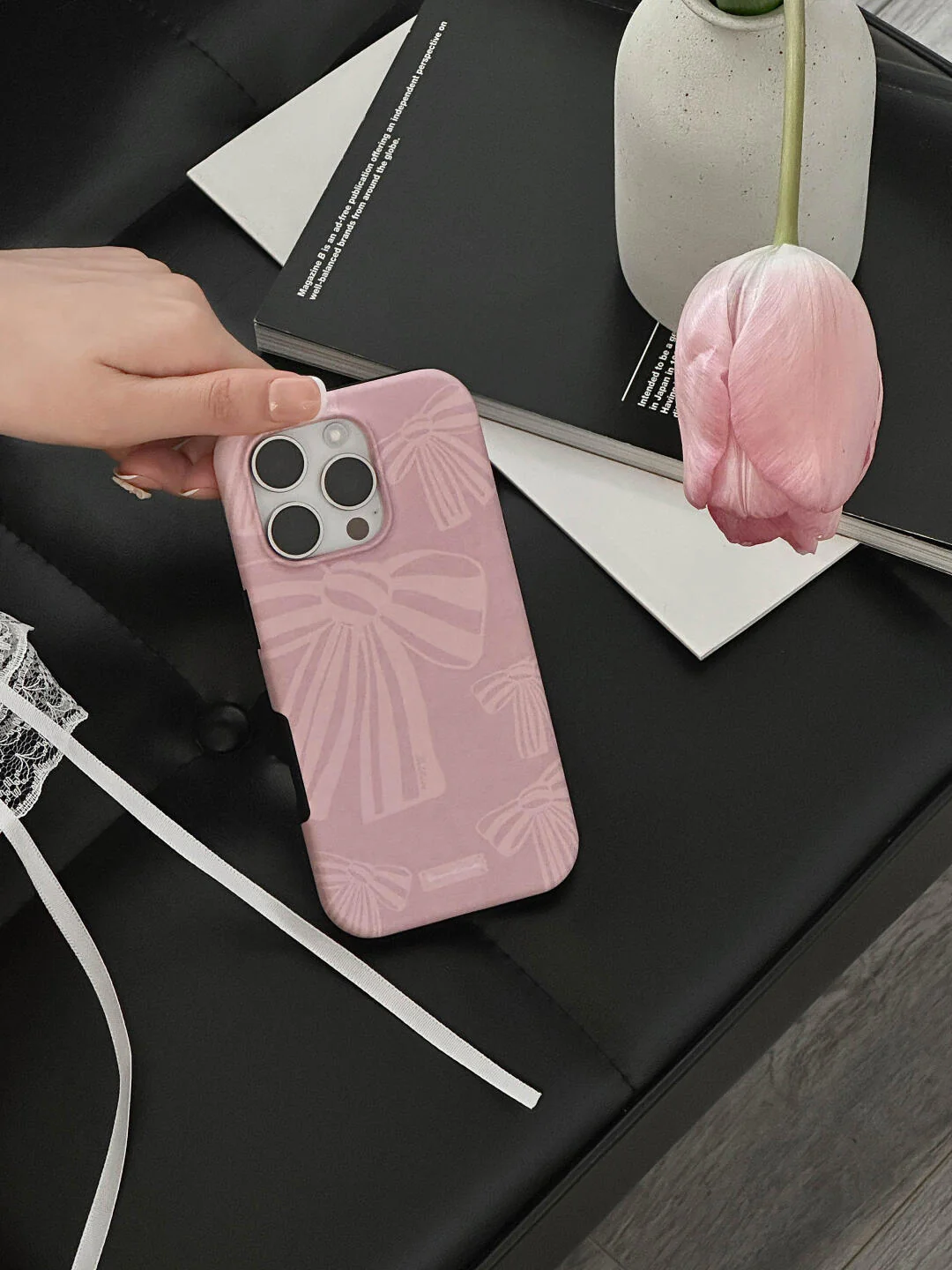 Pink Bow Printed Double Layer Phone Case