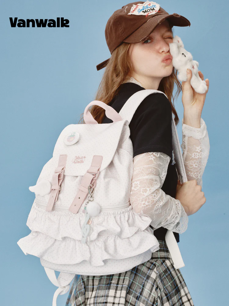 Vanwalk Lace Polka Dot Ballerina Backpack