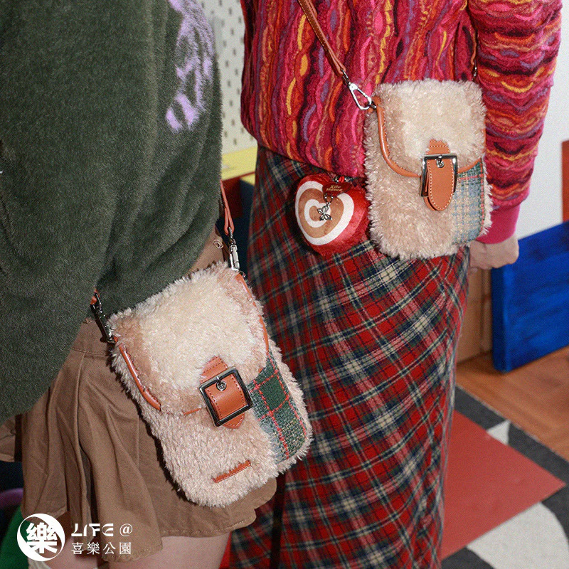 Plush Plaid Crossbody Bag