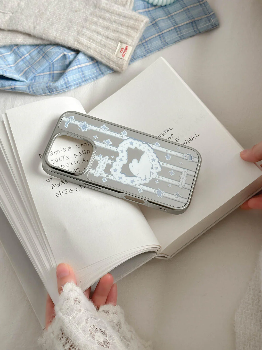 Blue Heart Bunny Printed Phone Case