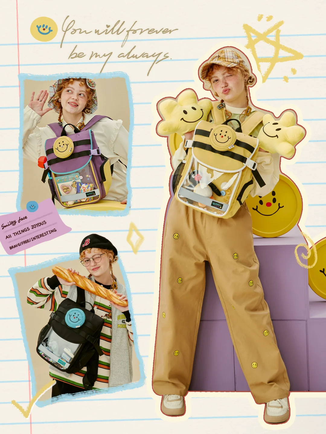 VANWALK Smiley Face Ita Backpack