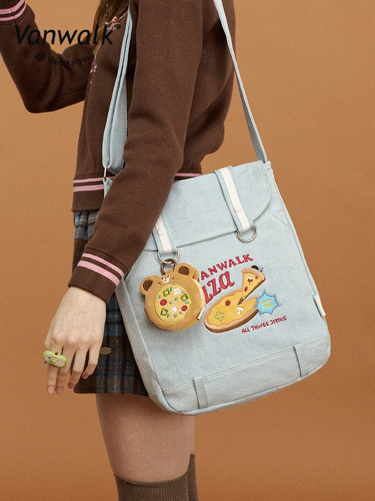 Vanwalk Pizza Series Vintage Patchwork Messenger Bag