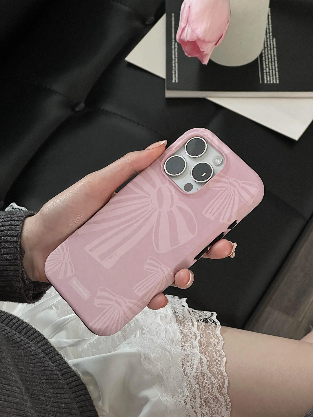 Pink Bow Printed Double Layer Phone Case