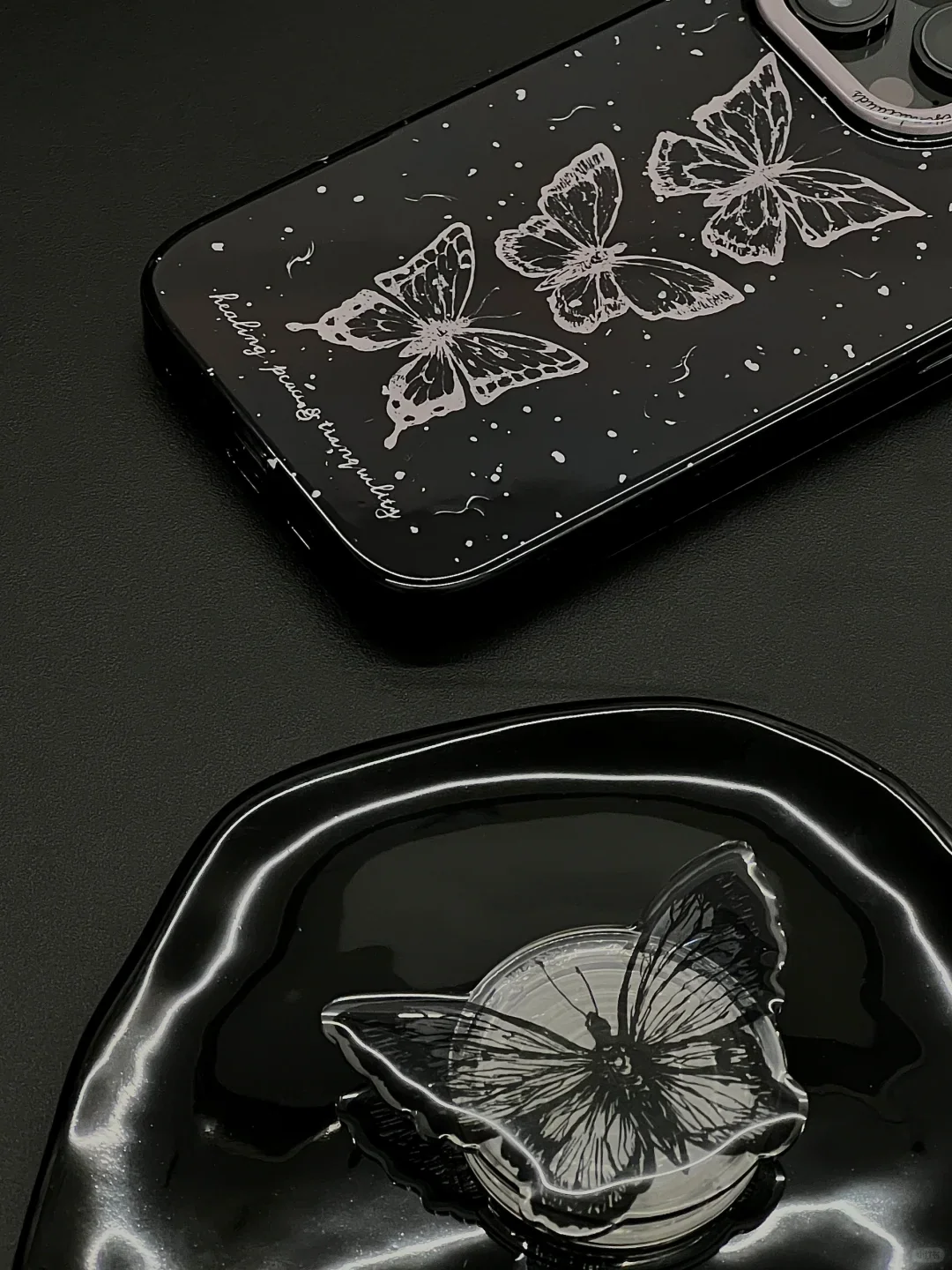 Black Pink Butterflies Printed Phone Case