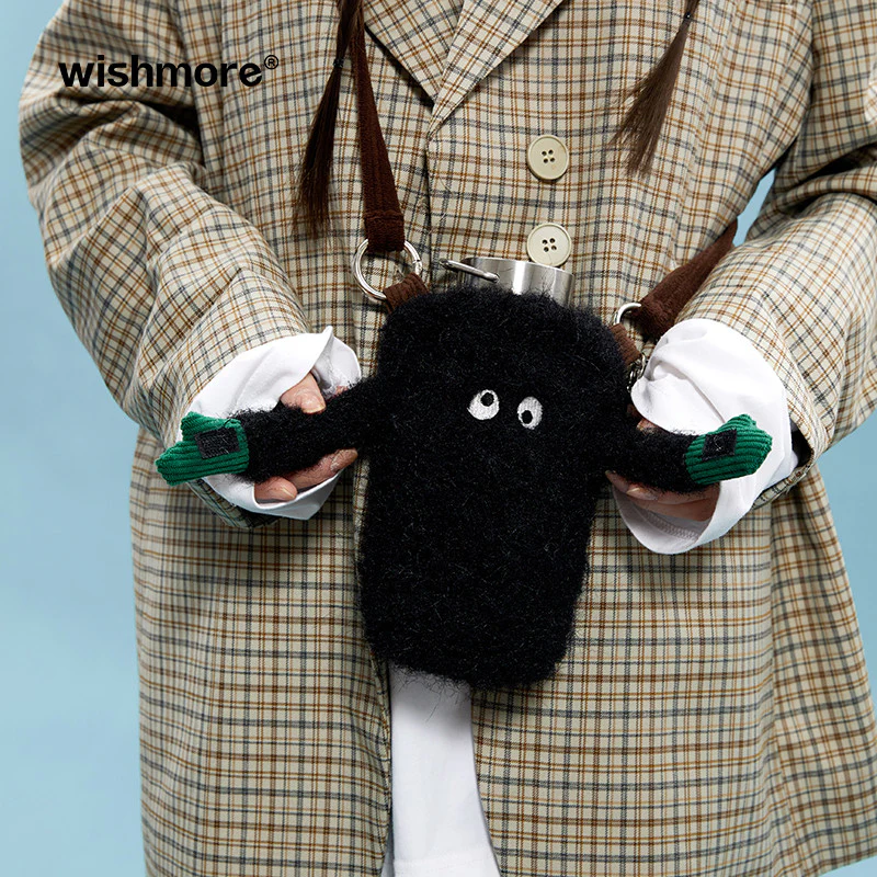 Thermos Cup with Cartoon Plush Monster Crossbody Bag