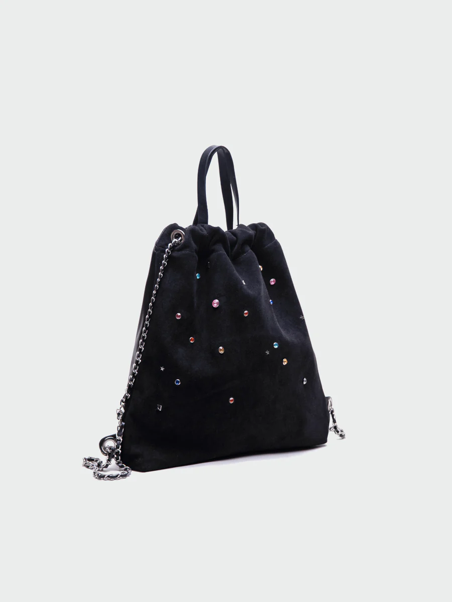 Gemstone Decor Drawstring Plush Backpack