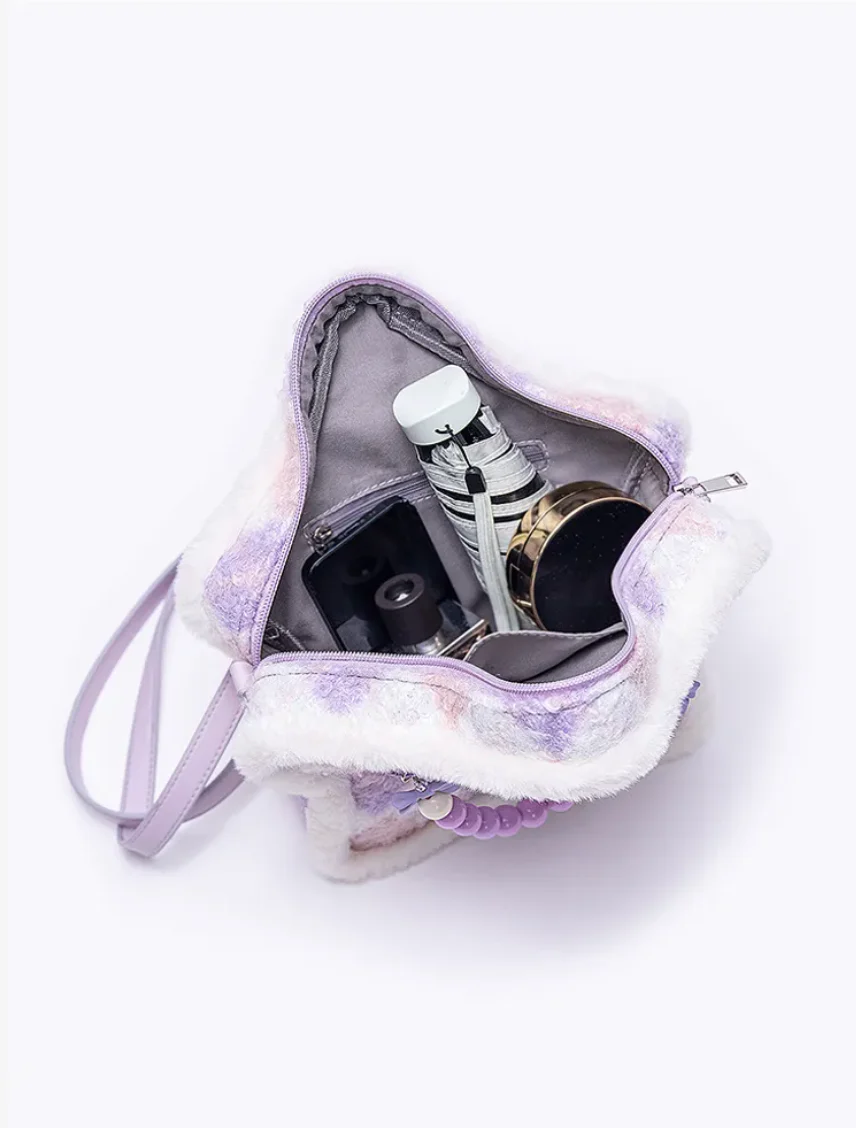 Purple Plush Star Shape Backpack