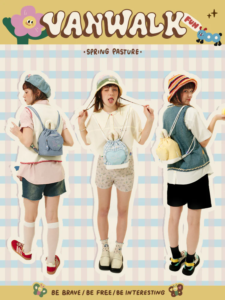 Retro Sweet Drawstring Shoulder Bag