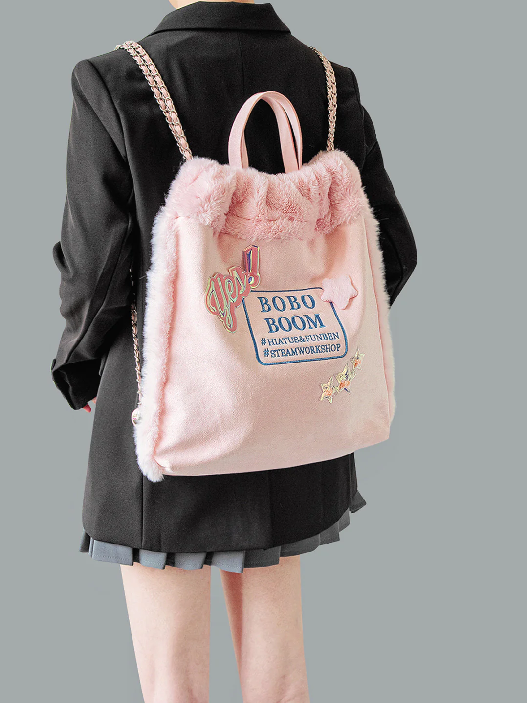Pink Plush Backpack