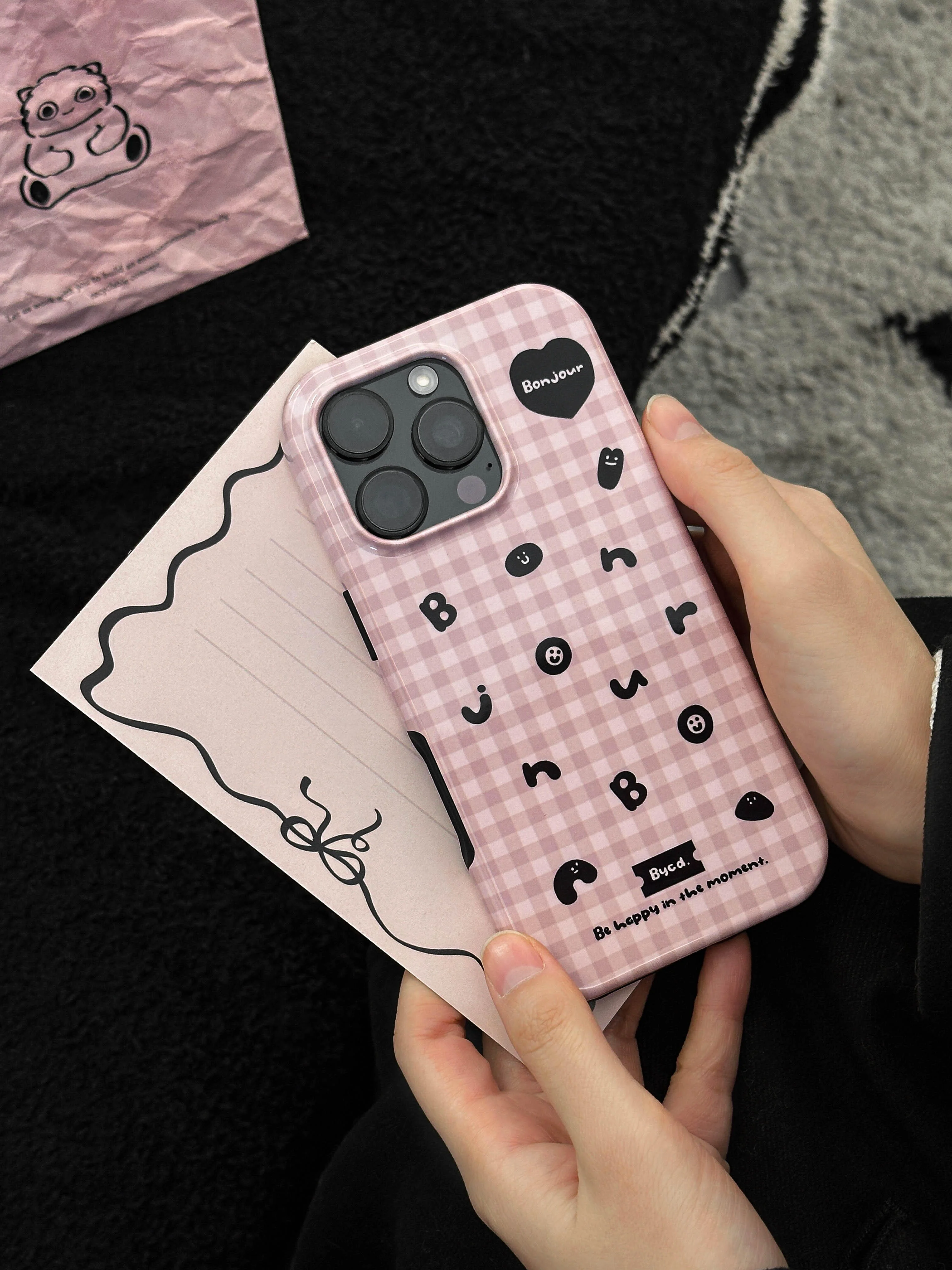 Alphabet Plaid Double Layer Phone Case