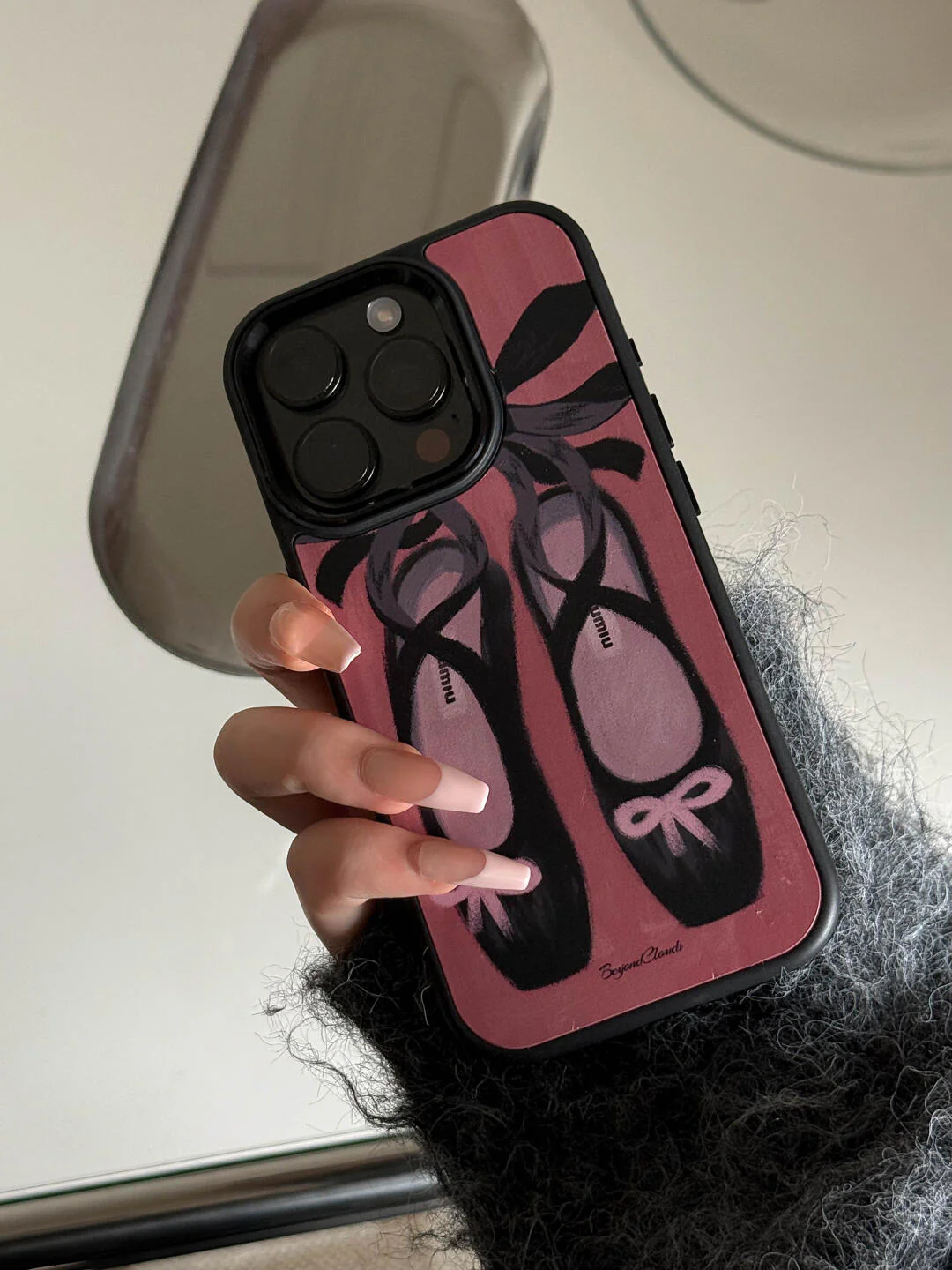 Black Pink Ballet Shoes Printed Phone Case