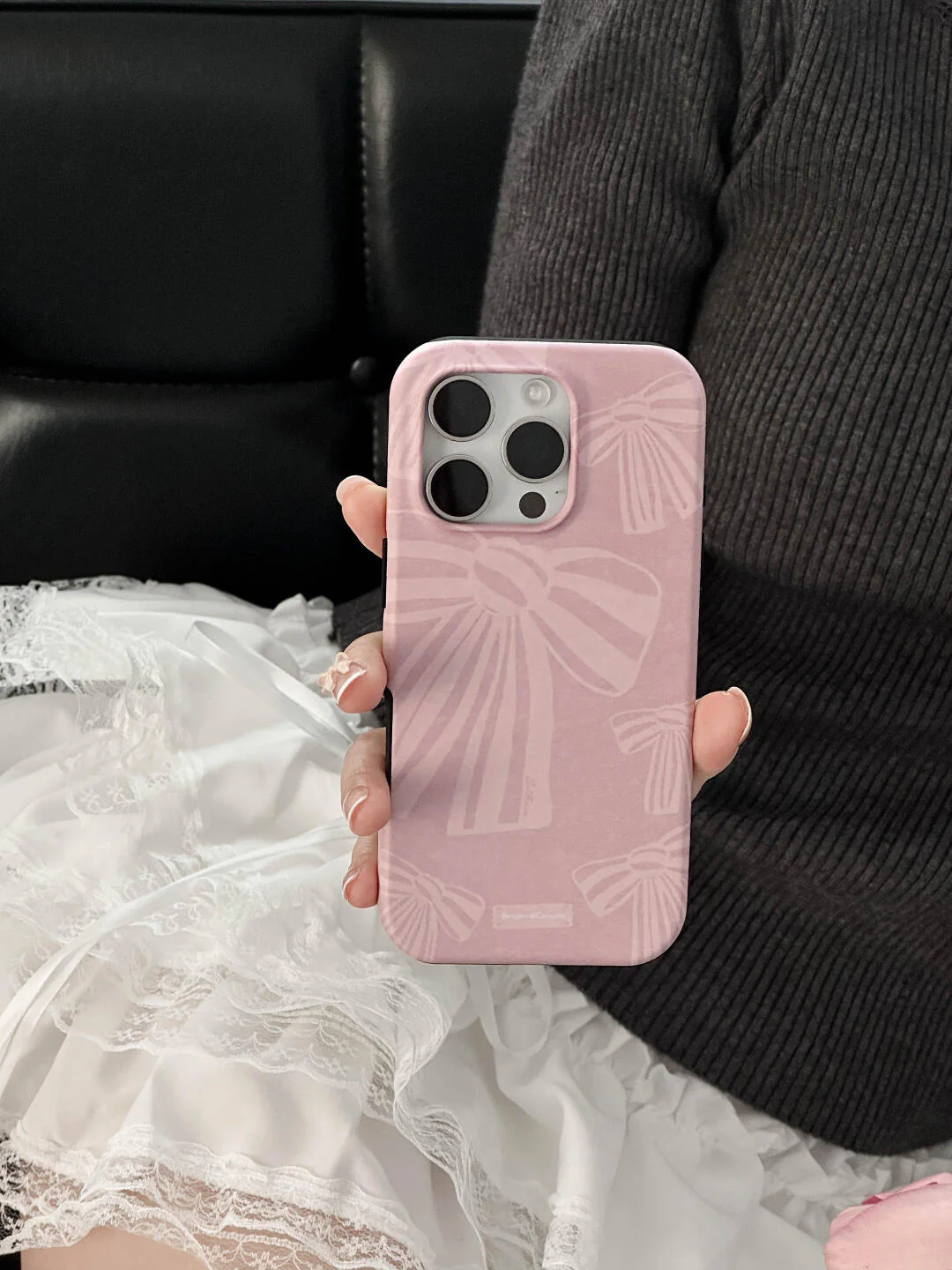 Pink Bow Printed Double Layer Phone Case