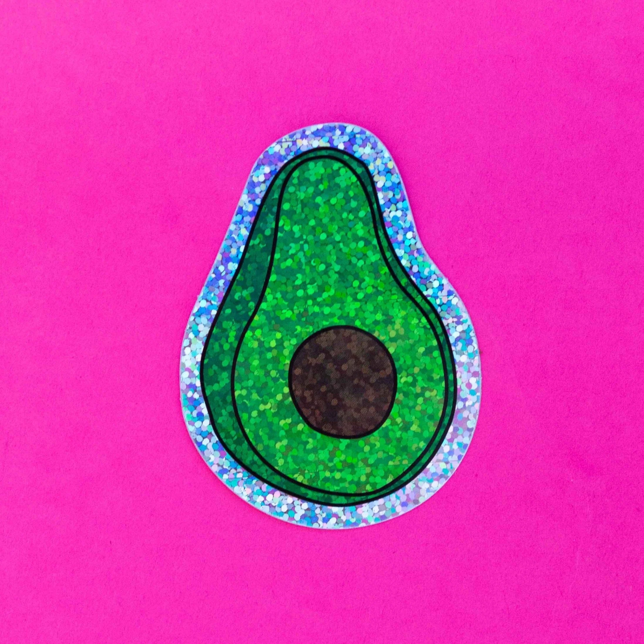 Glitter Avocado Sticker
