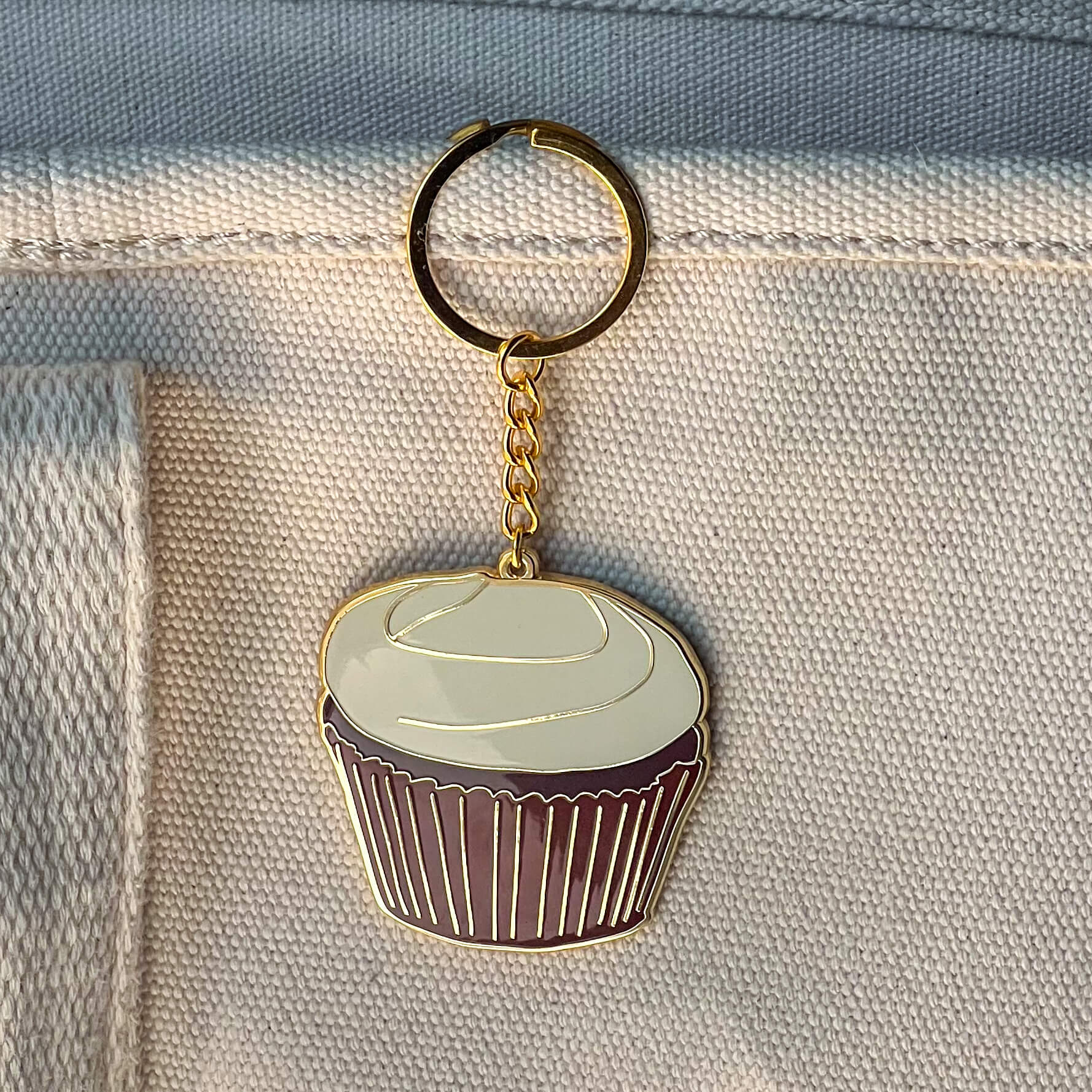 Red Velvet Cupcake Enamel Keychain