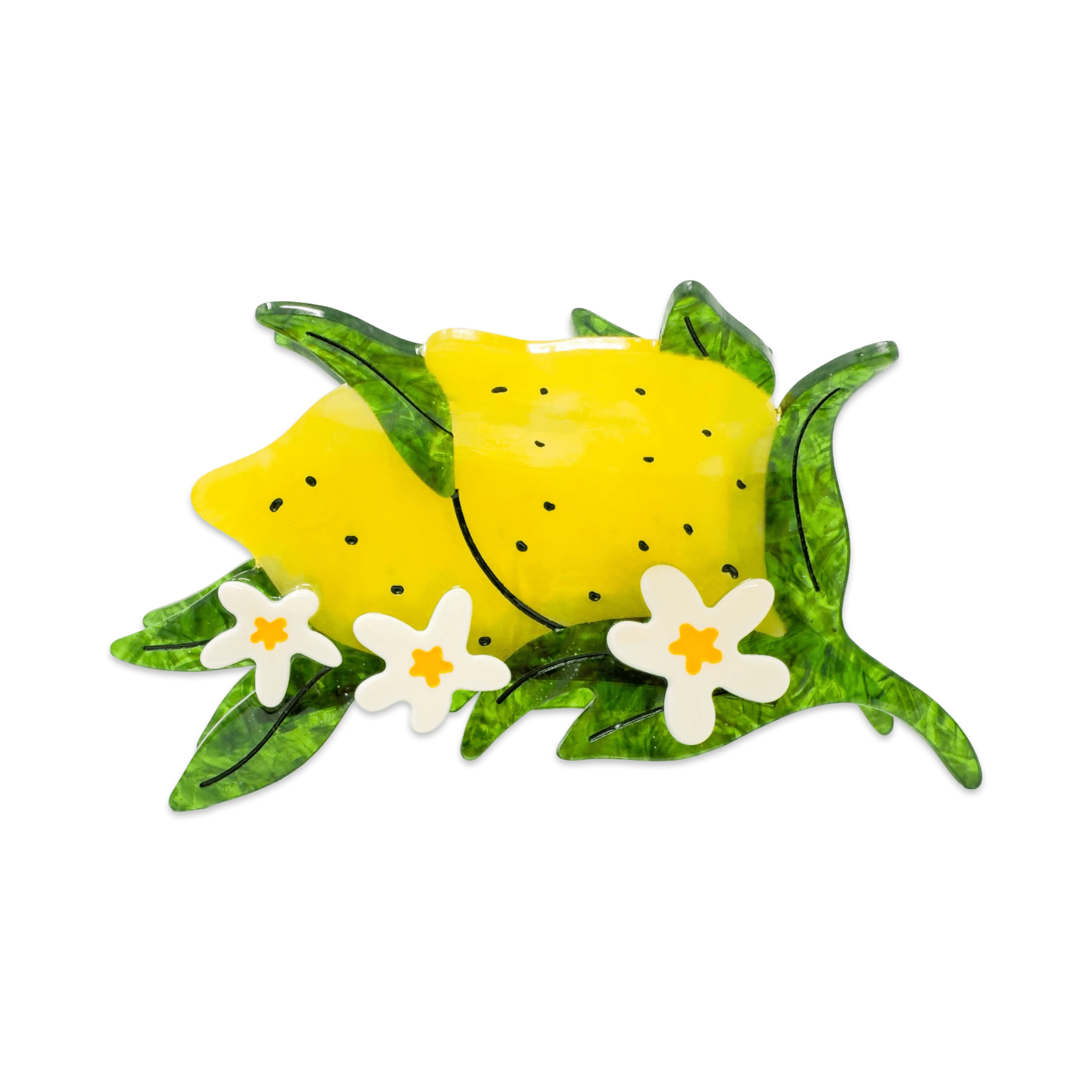 XL Lemon and Flowers Hair Claw Clip