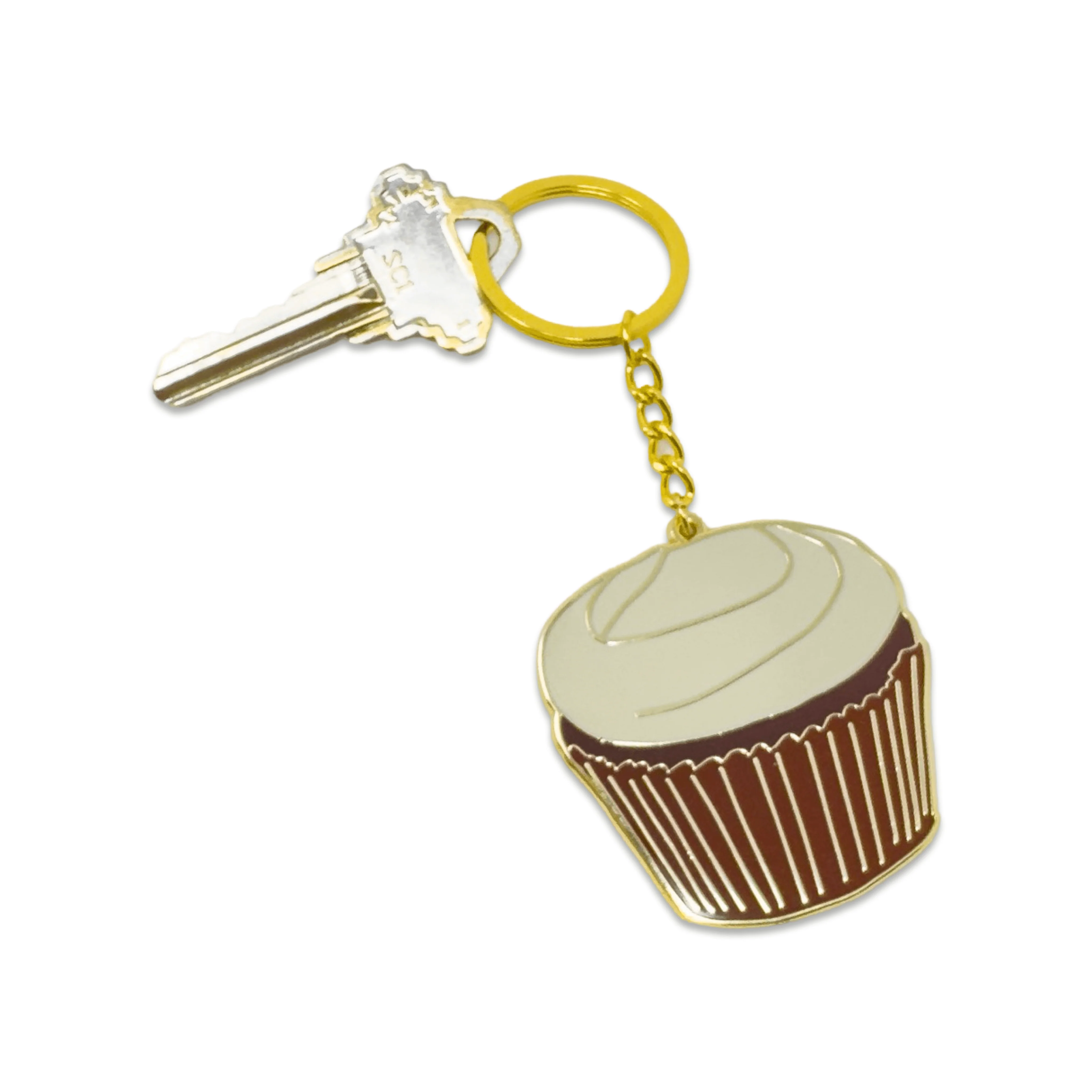 Red Velvet Cupcake Enamel Keychain
