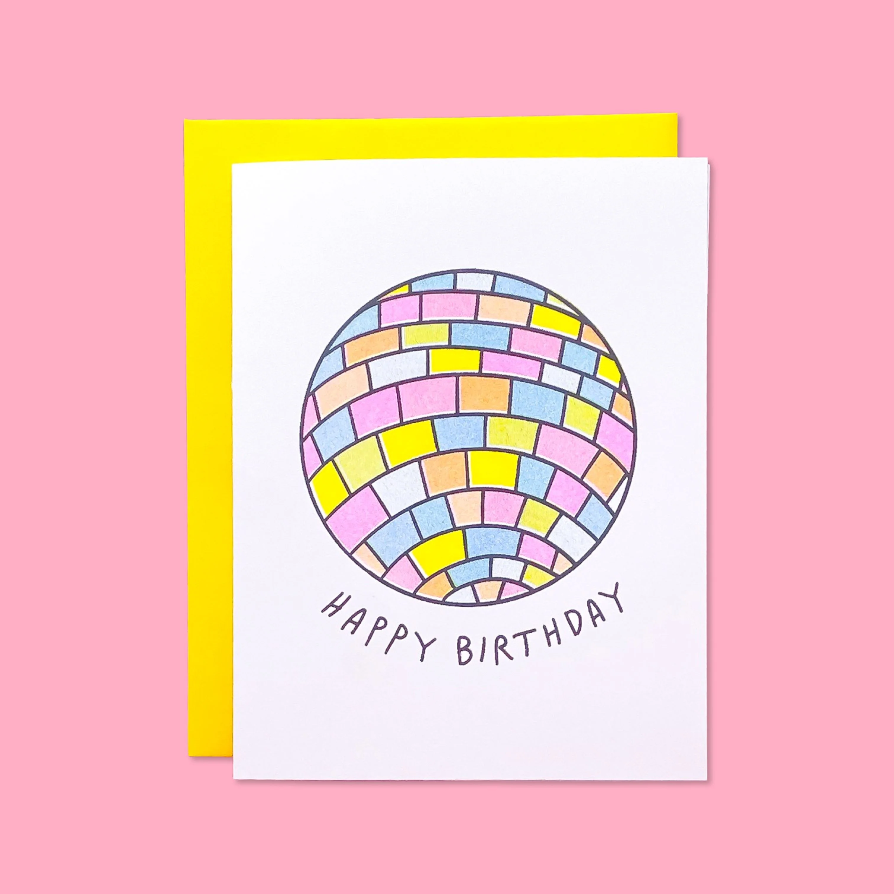 Disco Ball Birthday Risograph Card