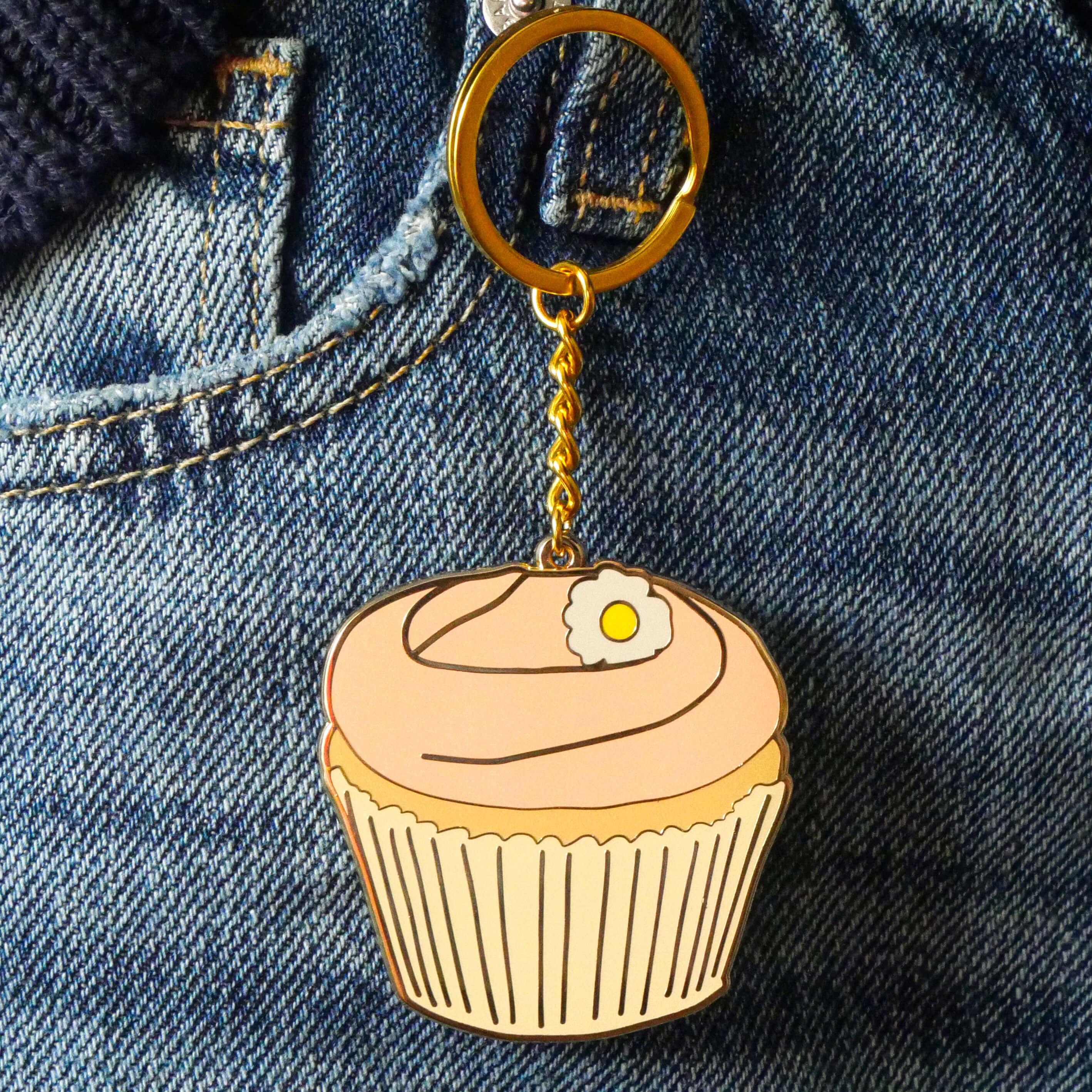 Carrie Cupcake Enamel Keychain