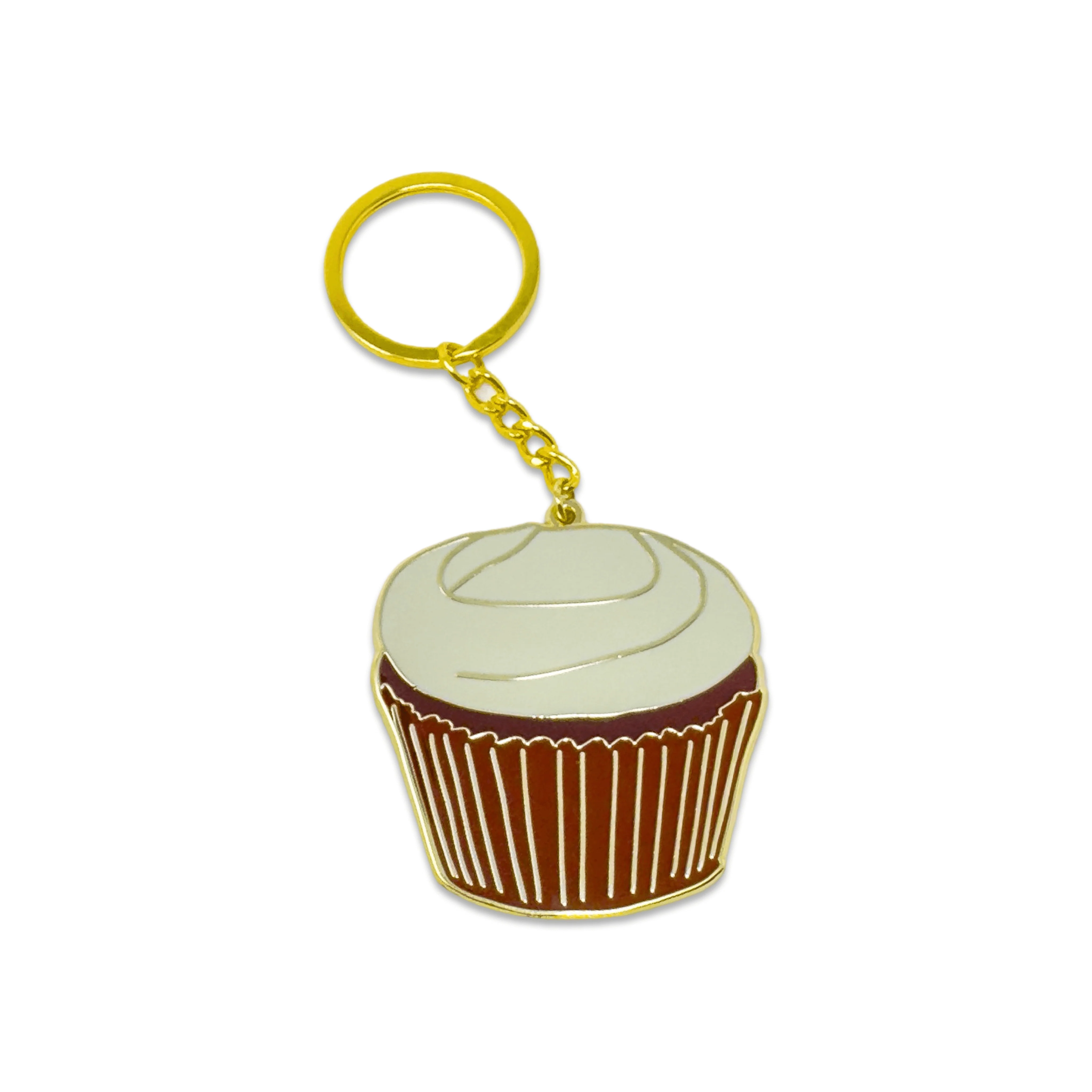 Red Velvet Cupcake Enamel Keychain